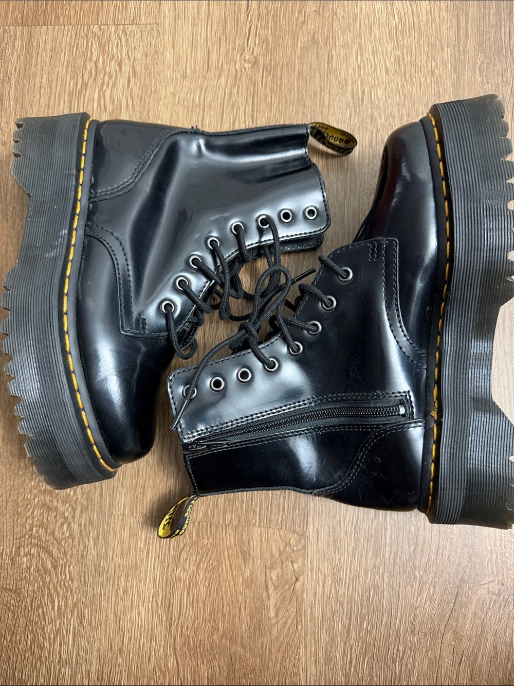 Dr Martens Jadon Platform Patent Lamper Leather Boot Black M 6 W 7